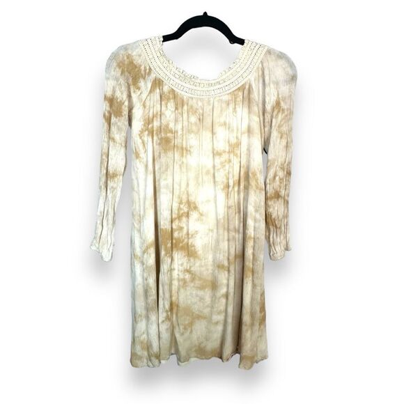 Rokoko Long Sleeve Mini Dress Gauze Tie Dye Boho L - Picture 1 of 7